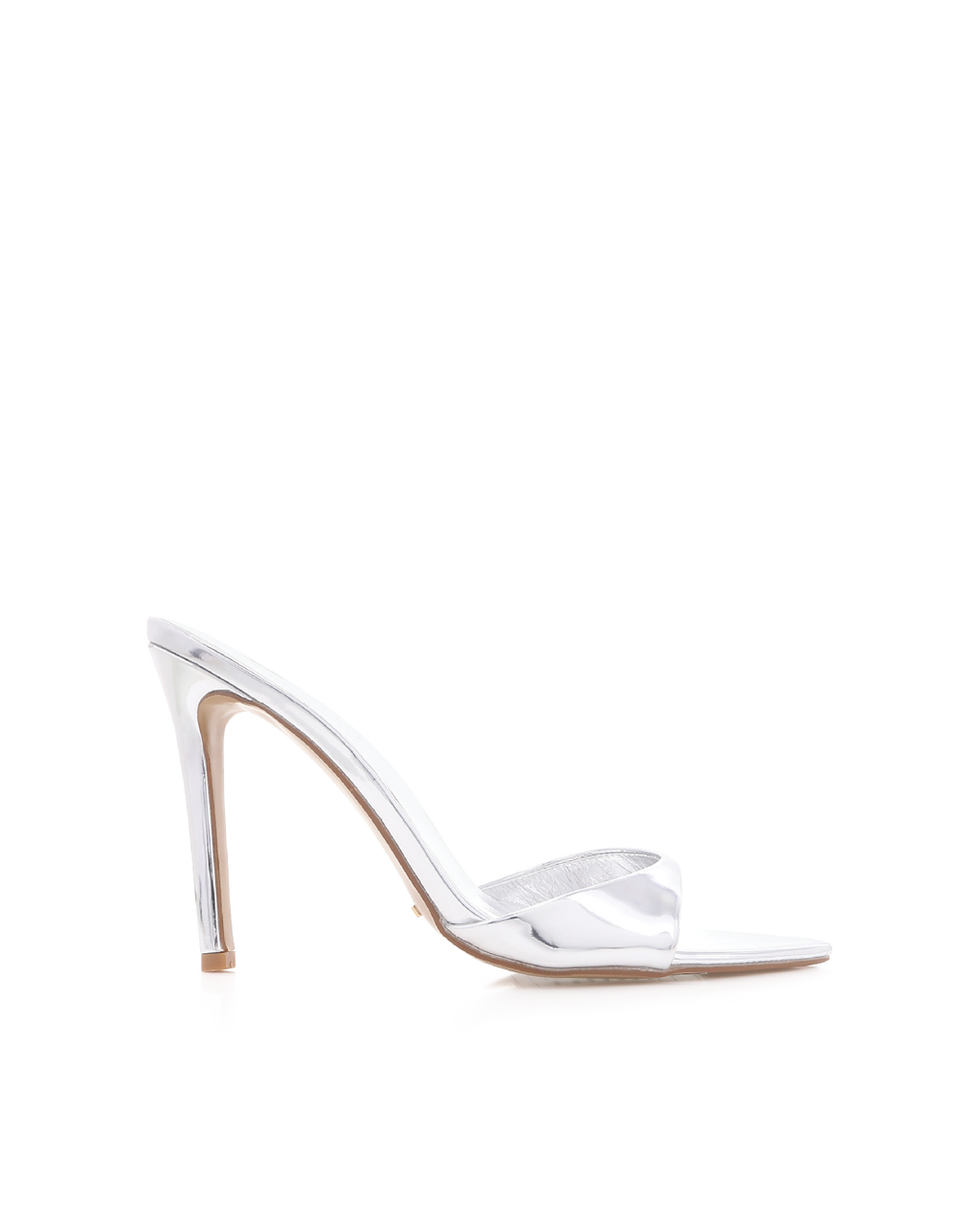 Quinby High Stiletto Open-Toe Mule, Silver Chrome – Alicia Shoes, Hialeah FL