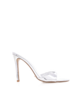 Quinby High Stiletto Open-Toe Mule, Silver Chrome – Alicia Shoes, Hialeah FL
