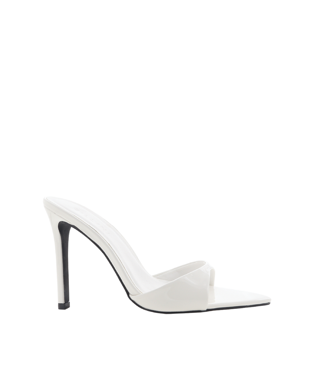 Quinby High Stiletto Open-Toe Mule, White Patent – Alicia Shoes, Hialeah FL