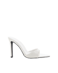 Quinby High Stiletto Open-Toe Mule, White Patent – Alicia Shoes, Hialeah FL