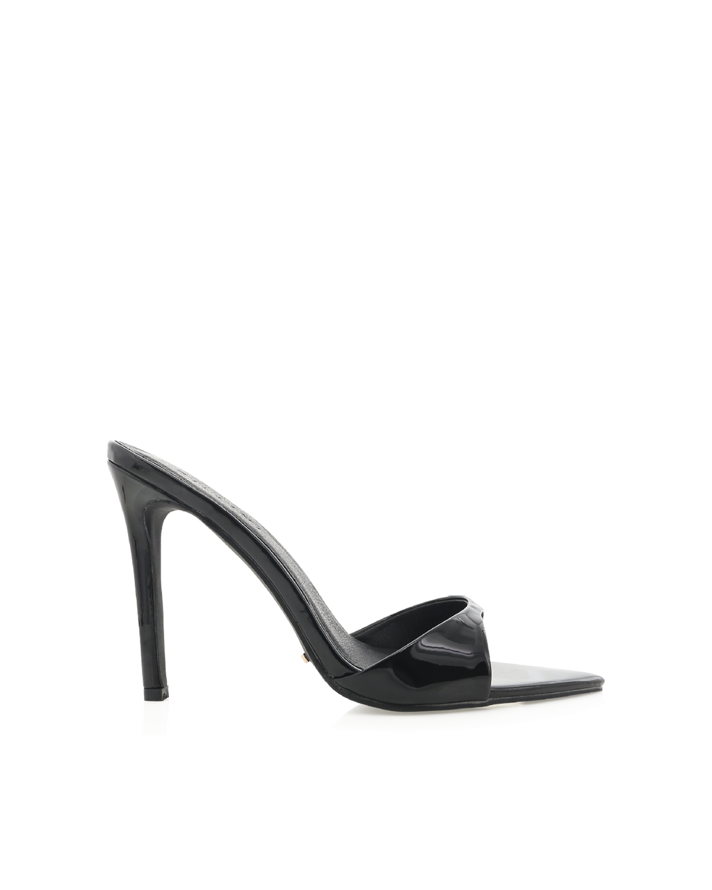 Quinby High Stiletto Open-Toe Mule, Black Patent – Alicia Shoes, Hialeah FL