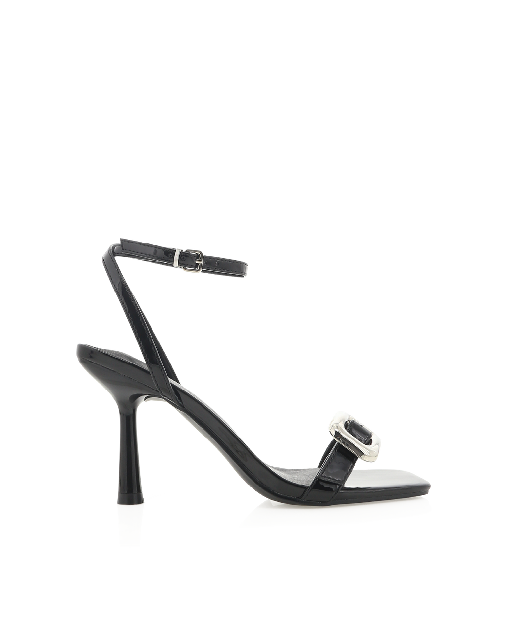 Ruthie High Stiletto Ankle Strap Sandal, Black Patent – Alicia Shoes, Hialeah FL