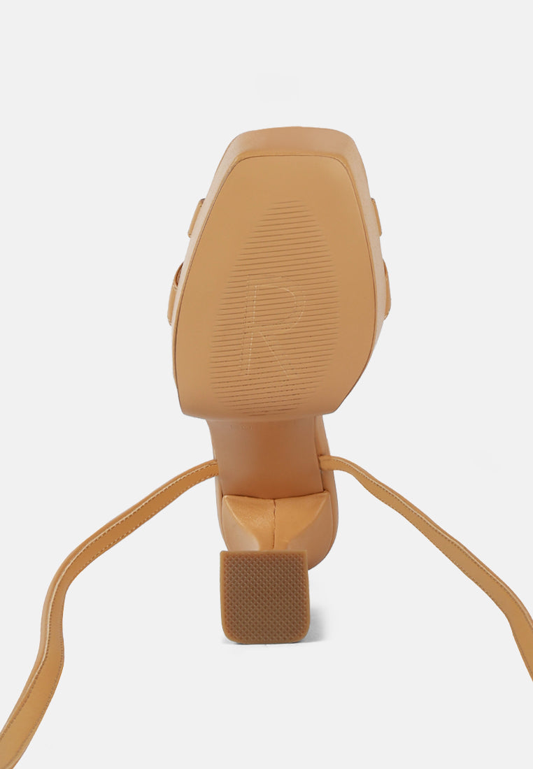 SPLITSOUL Nude Lace Up High Platform Sandal