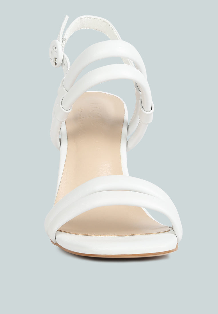 Avianna White Slim Block Heel Sandal