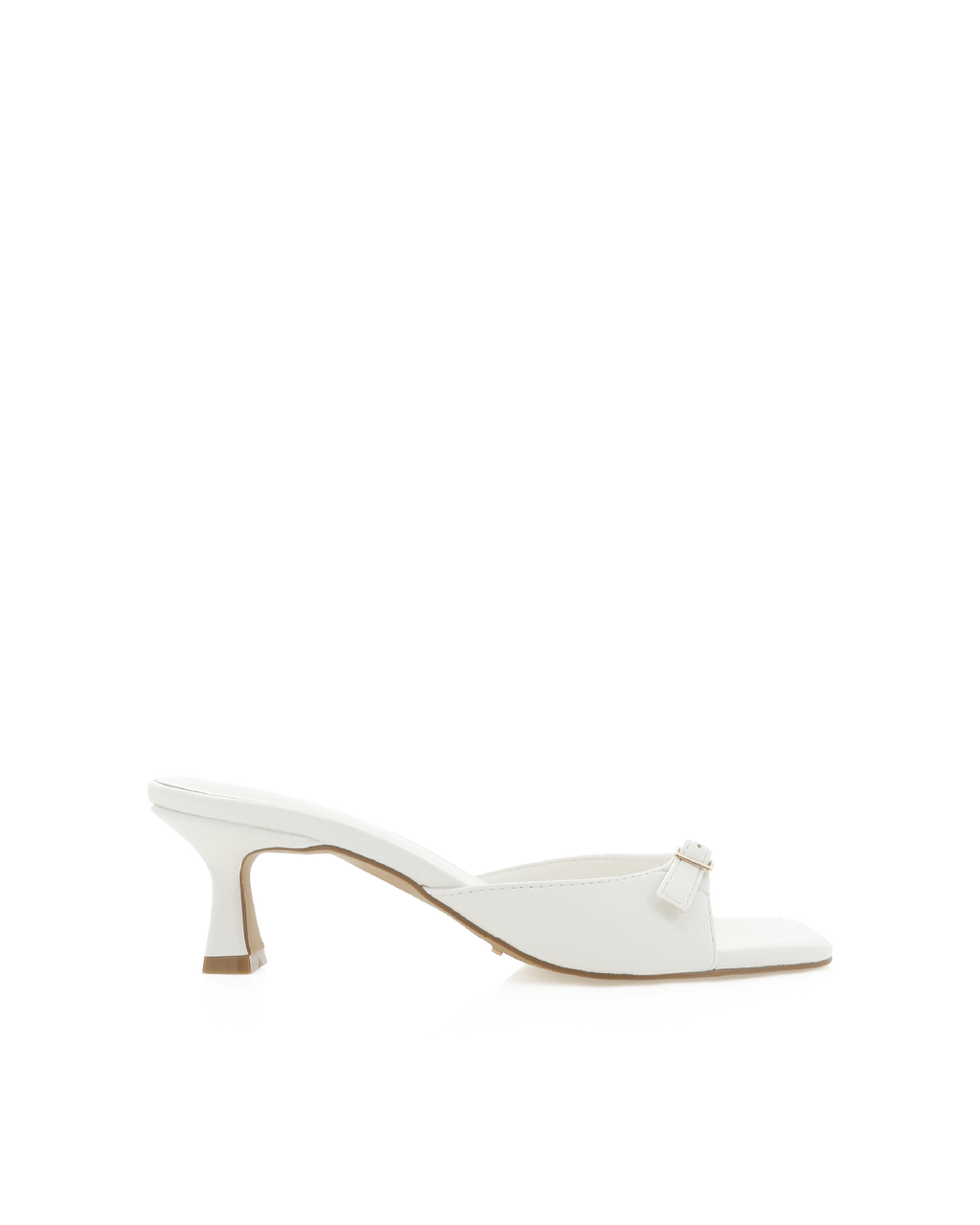 Tilden Kitten Heel Square-Toe Mule, White – Alicia Shoes, Hialeah FL