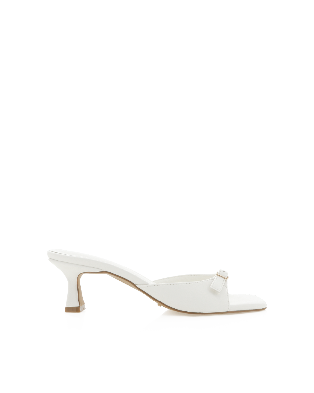 Tilden Kitten Heel Square-Toe Mule, White – Alicia Shoes, Hialeah FL