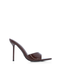 Tivon High Stiletto Open-Toe Mule, Chocolate Patent – Alicia Shoes, Hialeah FL