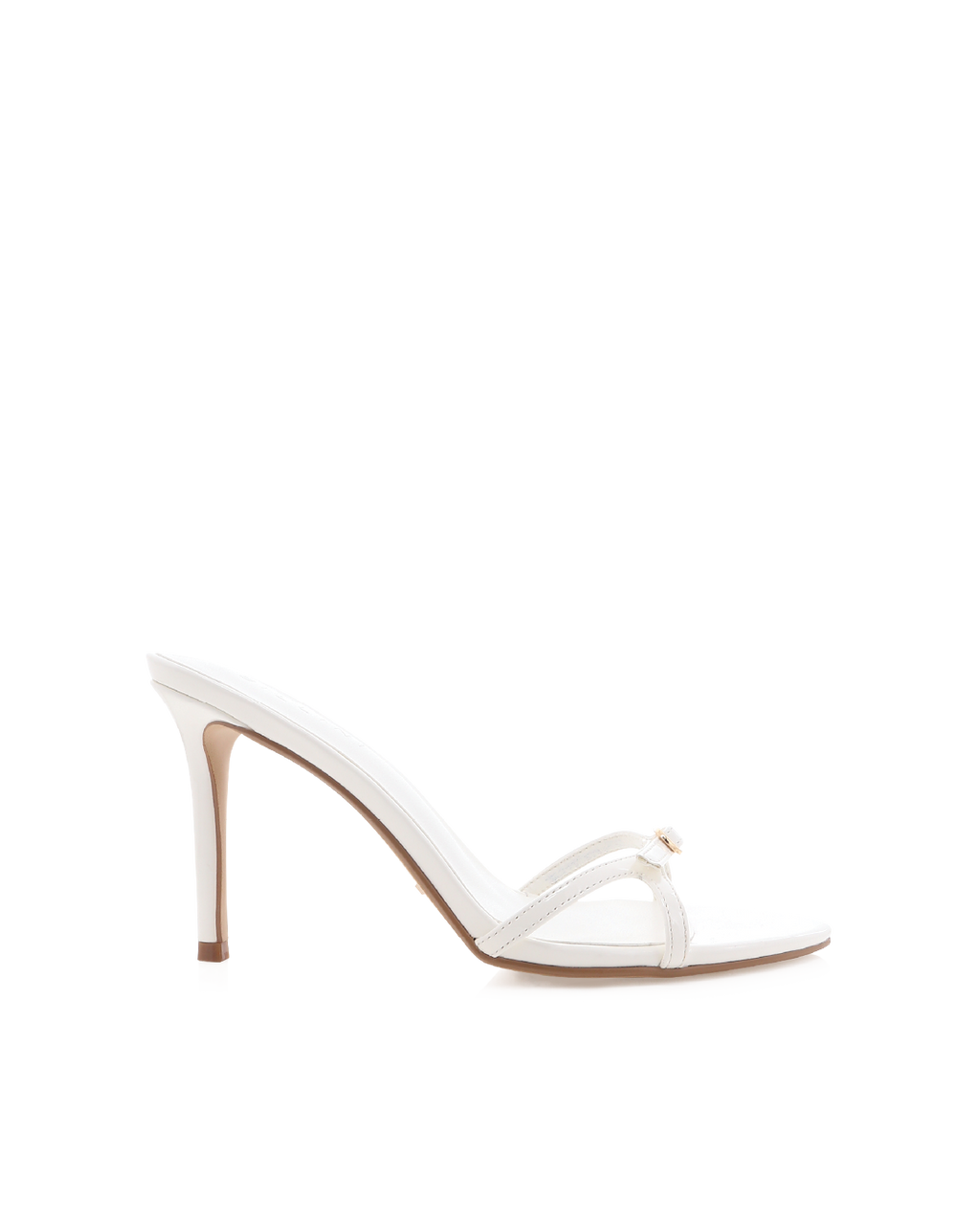 Umay High Stiletto Open-Toe Mule, White Patent – Alicia Shoes, Hialeah FL