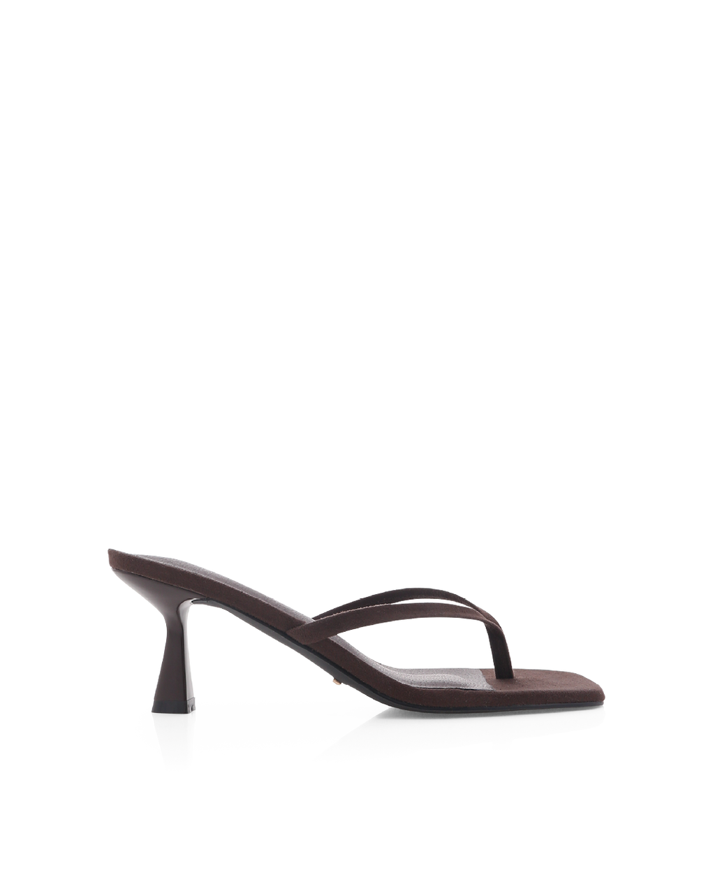 Xami Mid Stiletto Thong Mule, Dark Cacao Suede – Alicia Shoes, Hialeah FL
