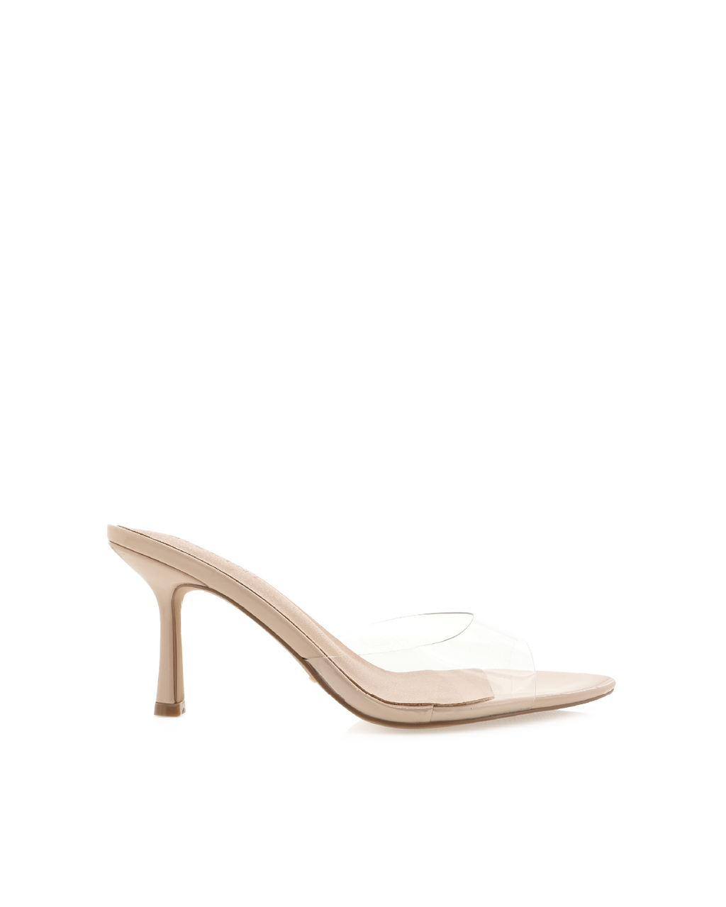 Xayana Mid Stiletto Open-Toe Mule, Nude Patent/Clear – Alicia Shoes, Hialeah FL