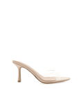 Xayana Mid Stiletto Open-Toe Mule, Nude Patent/Clear – Alicia Shoes, Hialeah FL