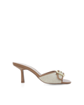 Yash Mid Stiletto Square-Toe Mule, Coffee Linen/Coffee – Alicia Shoes, Hialeah FL