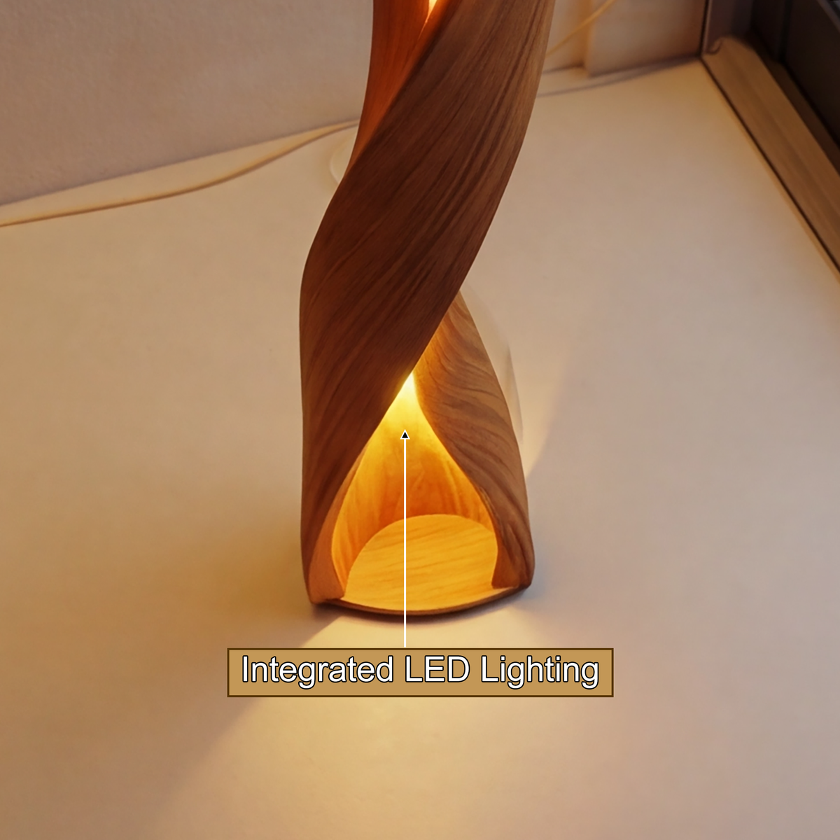 Zerathis Sculpted Integrated LED Wood Floor Lamp