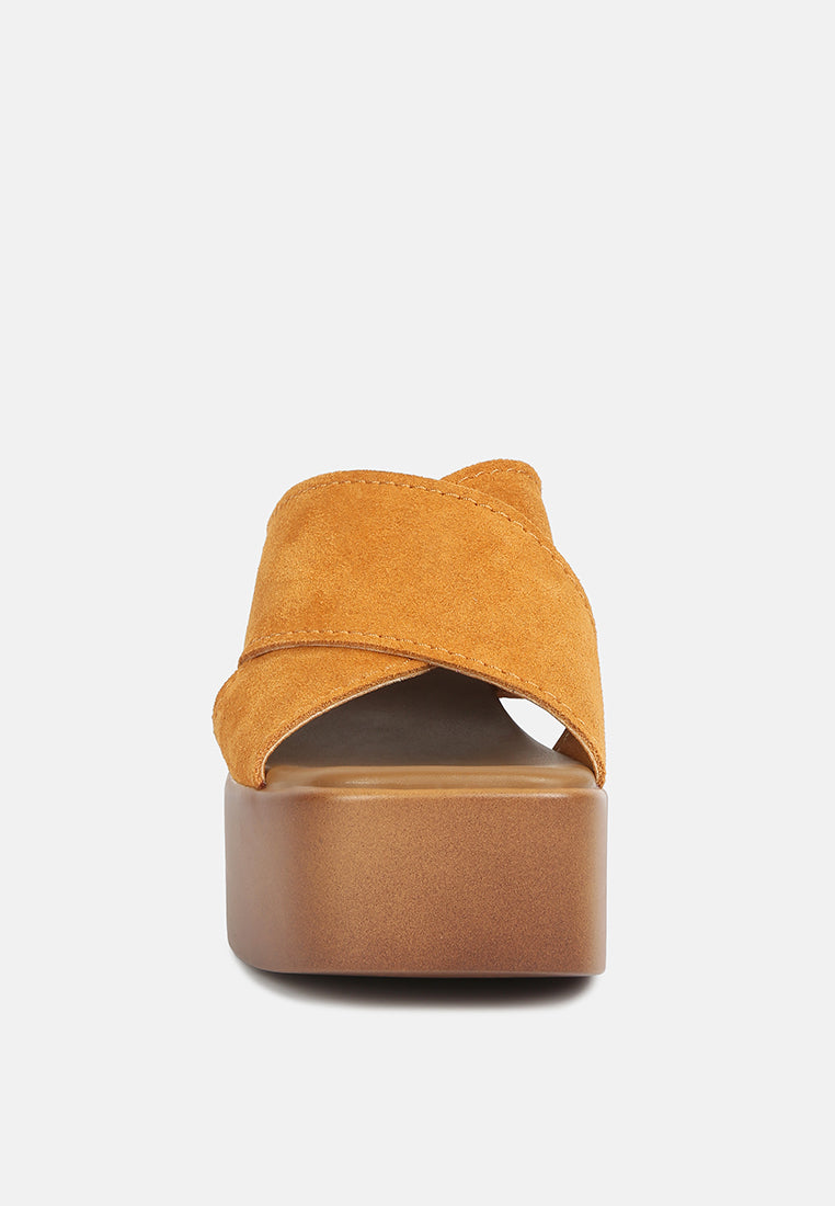 MATRIX Criss Cross Strap Block Heel Sandals in Light Tan