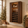 Halden Slatted Wine Cabinet with Light in a Christmas living room
