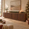 Halden Fluted Media Console in a Christmas living room