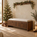 Halden Storage Entry Bench in a Christmas living room