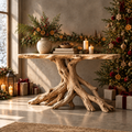 Tidewood Root Console Table in a Christmas living room