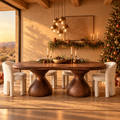 Mojave Sculpted Dining Table in a Christmas living room