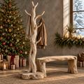 Tidewood Standing Driftwood Coat Tree in a Christmas living room