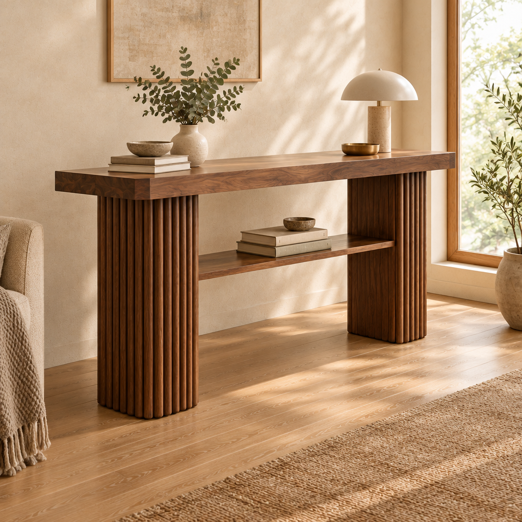 Halden Fluted Console Table side view