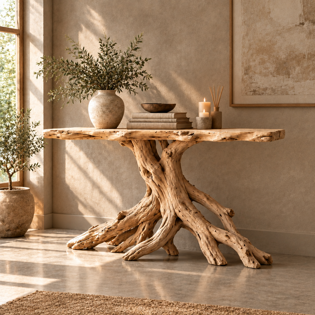 Tidewood Root Console Table in a living room