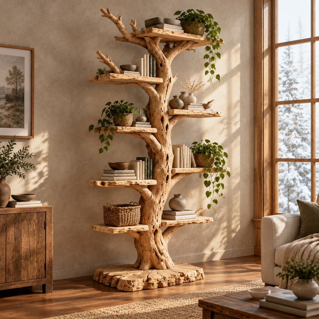 Tidewood Freestanding Tree Bookshelf side view