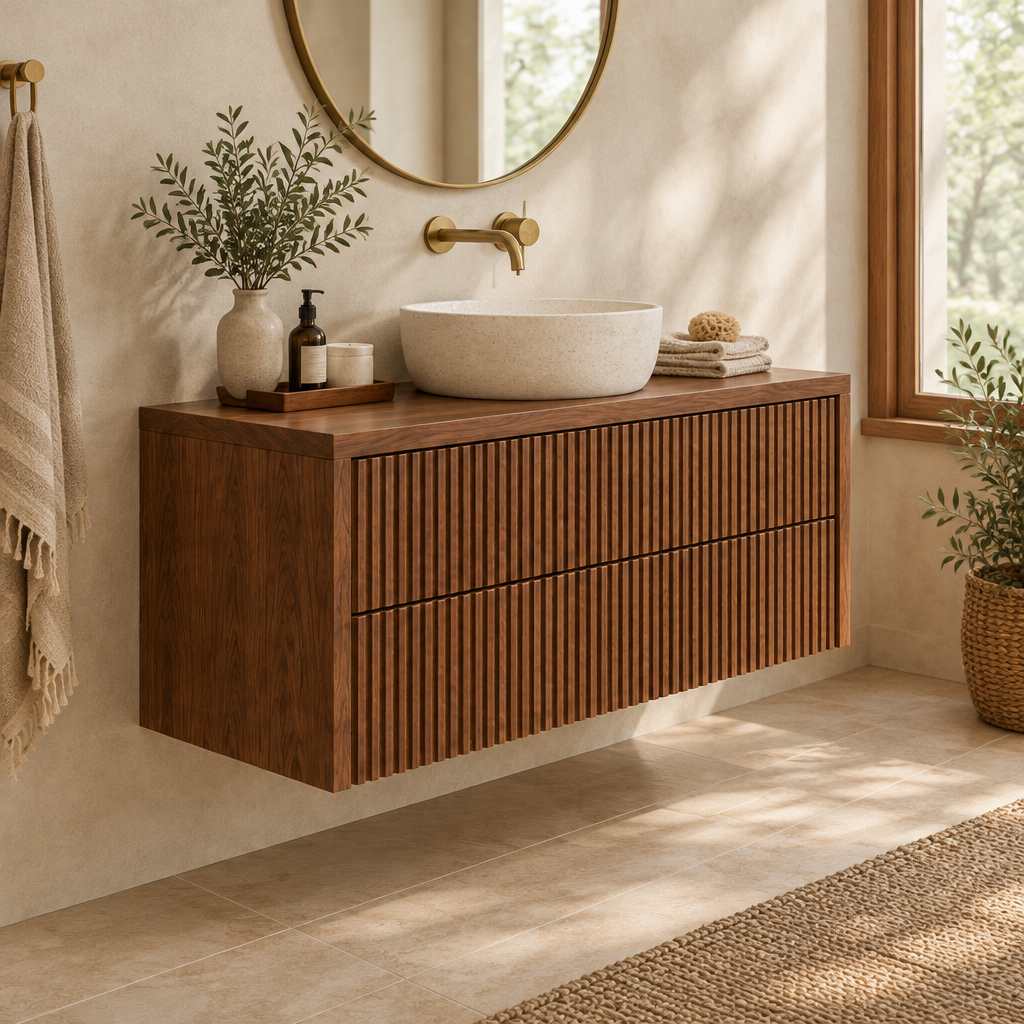 Halden Fluted Floating Vanity side view