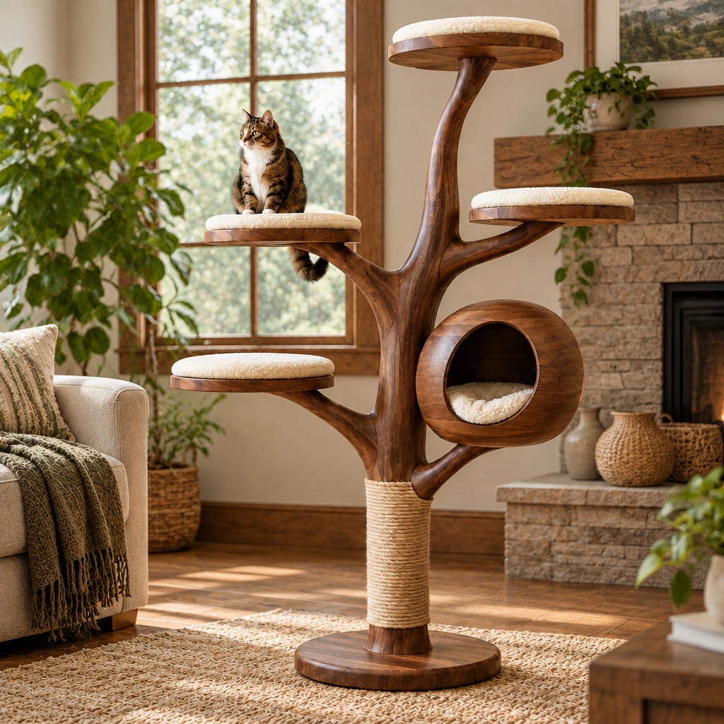 Rowan Tree Cat Tower in a living room