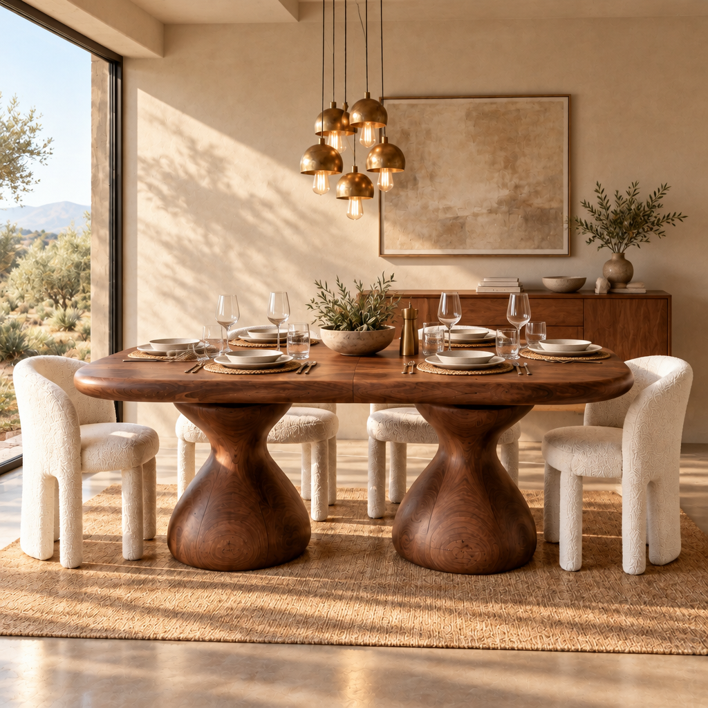 Mojave Sculpted Dining Table in use