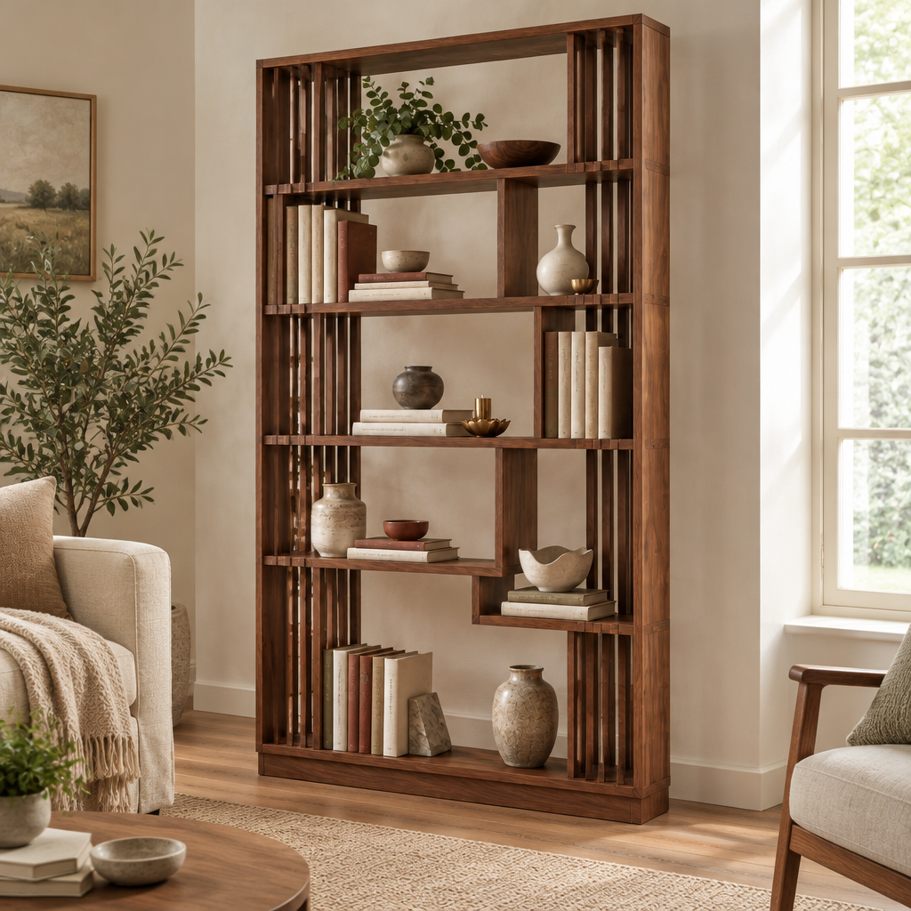 Halden Slatted Room Divider Shelf side view