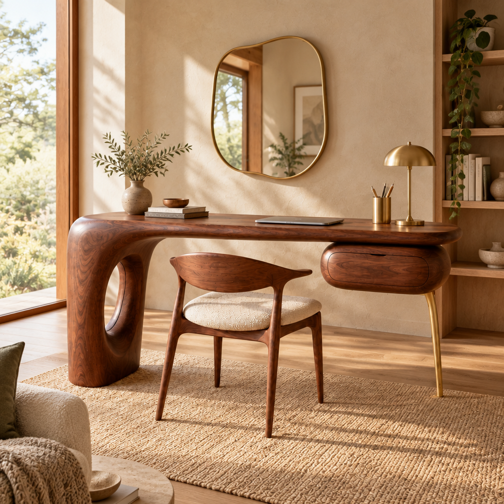 Mojave Sculpted Writing Desk side view