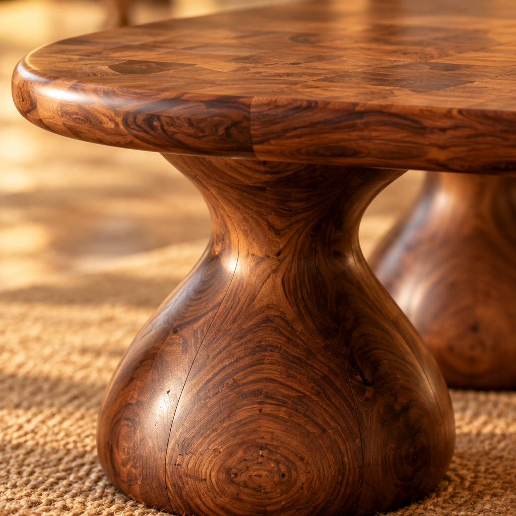 Mojave Sculpted Dining Table wood grain and joinery close-up