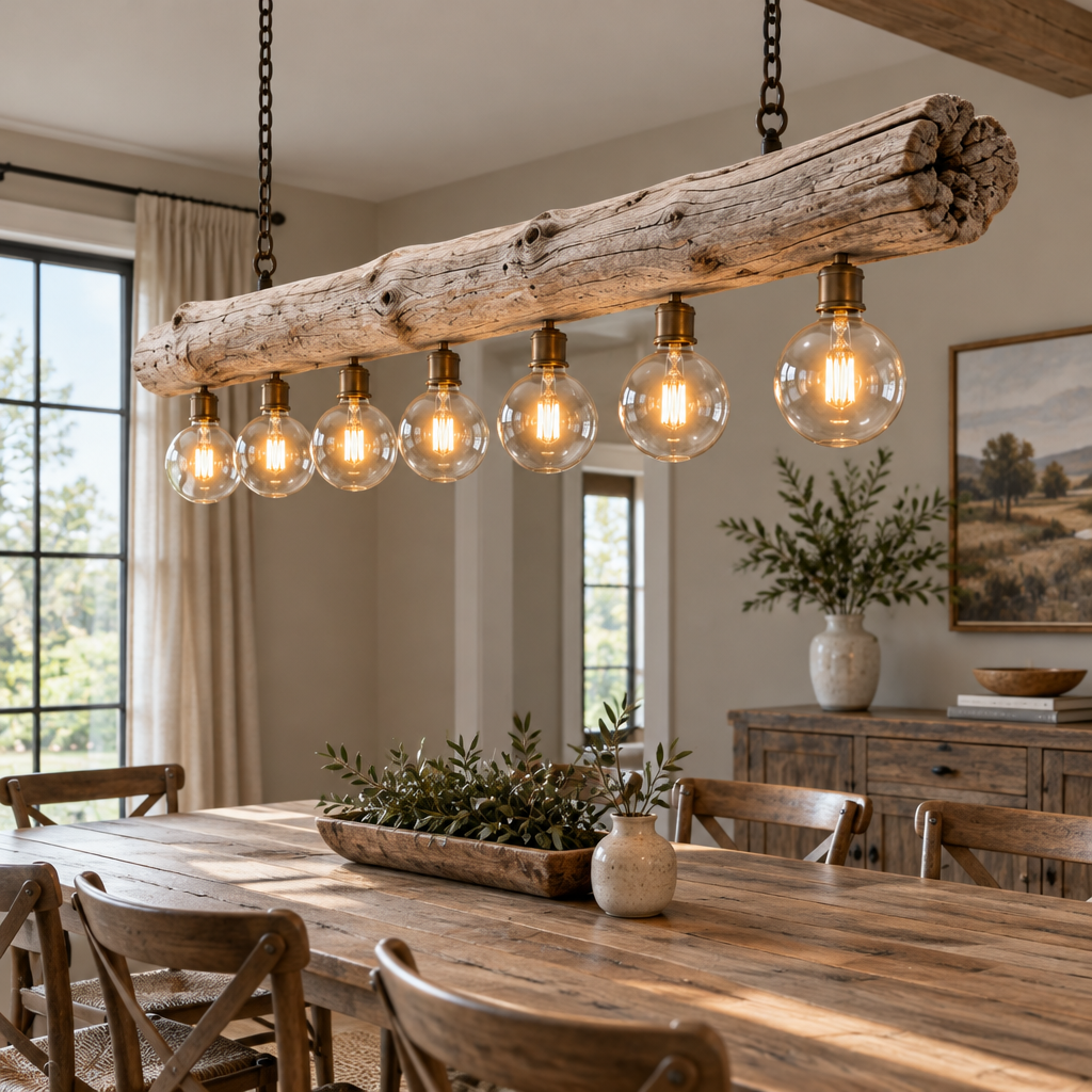 Tidewood Driftwood Beam Chandelier side view