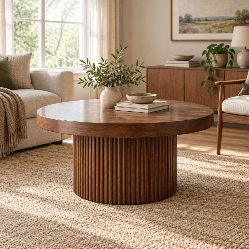 Sora Round Pedestal Coffee Table side view