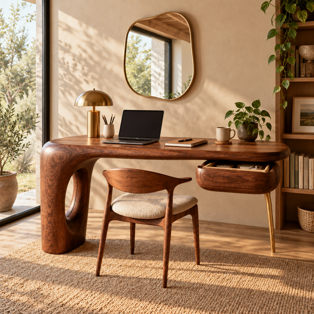 Mojave Sculpted Writing Desk in use