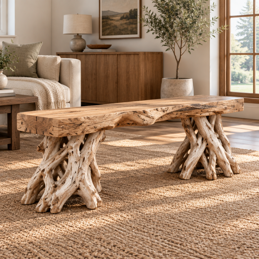 Tidewood Driftwood Entry Bench side view