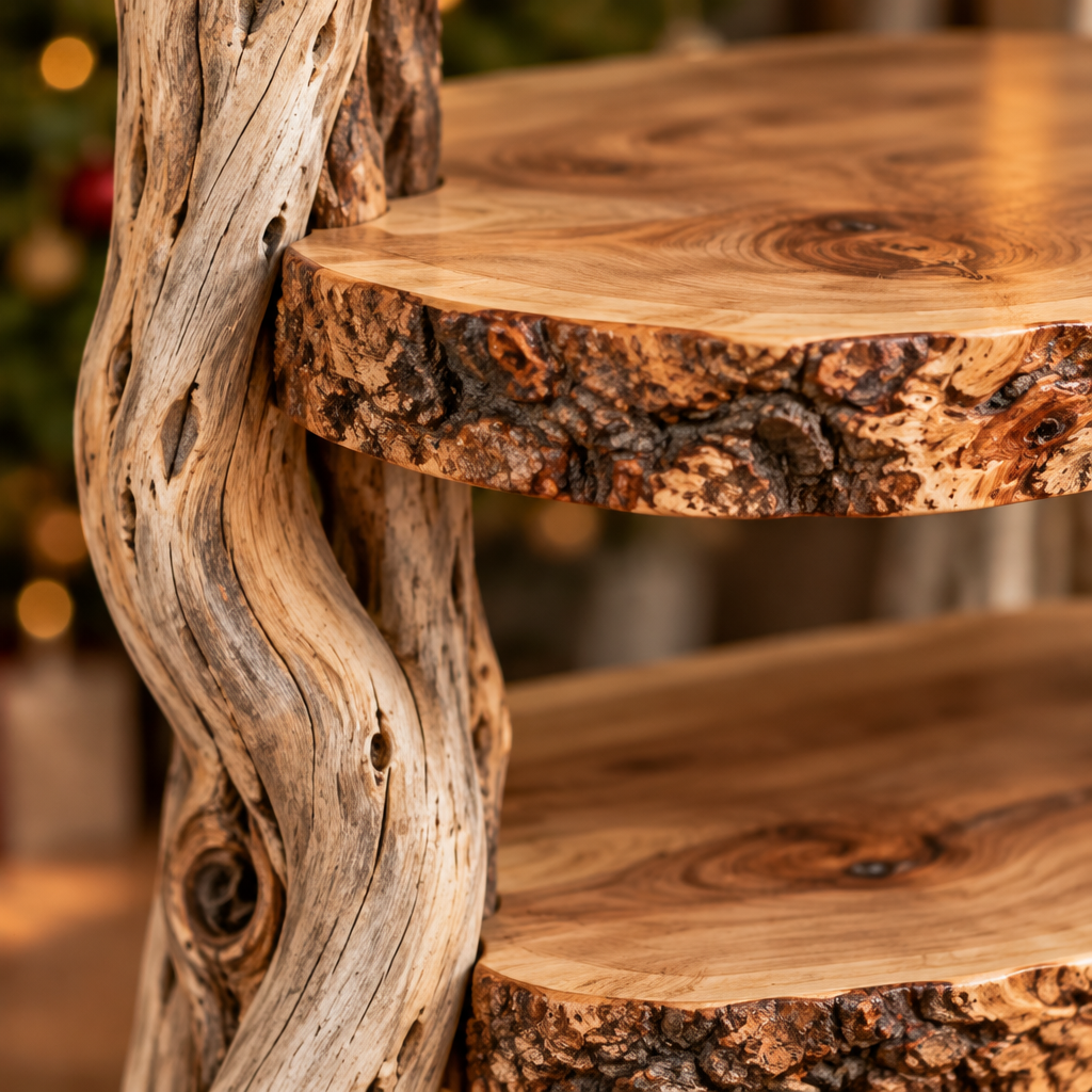 Tidewood Driftwood Record Stand wood grain and joinery close-up