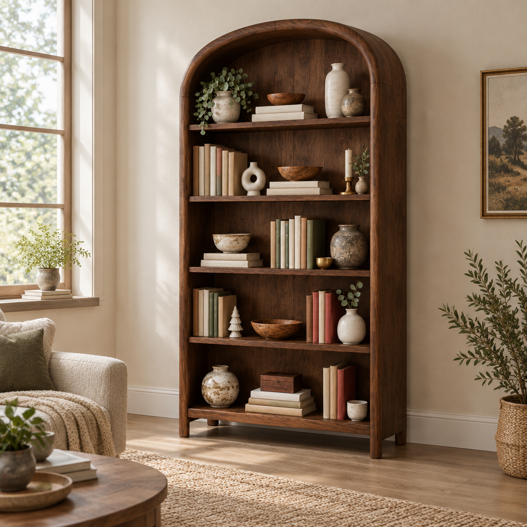Sora Arched Bookcase side view