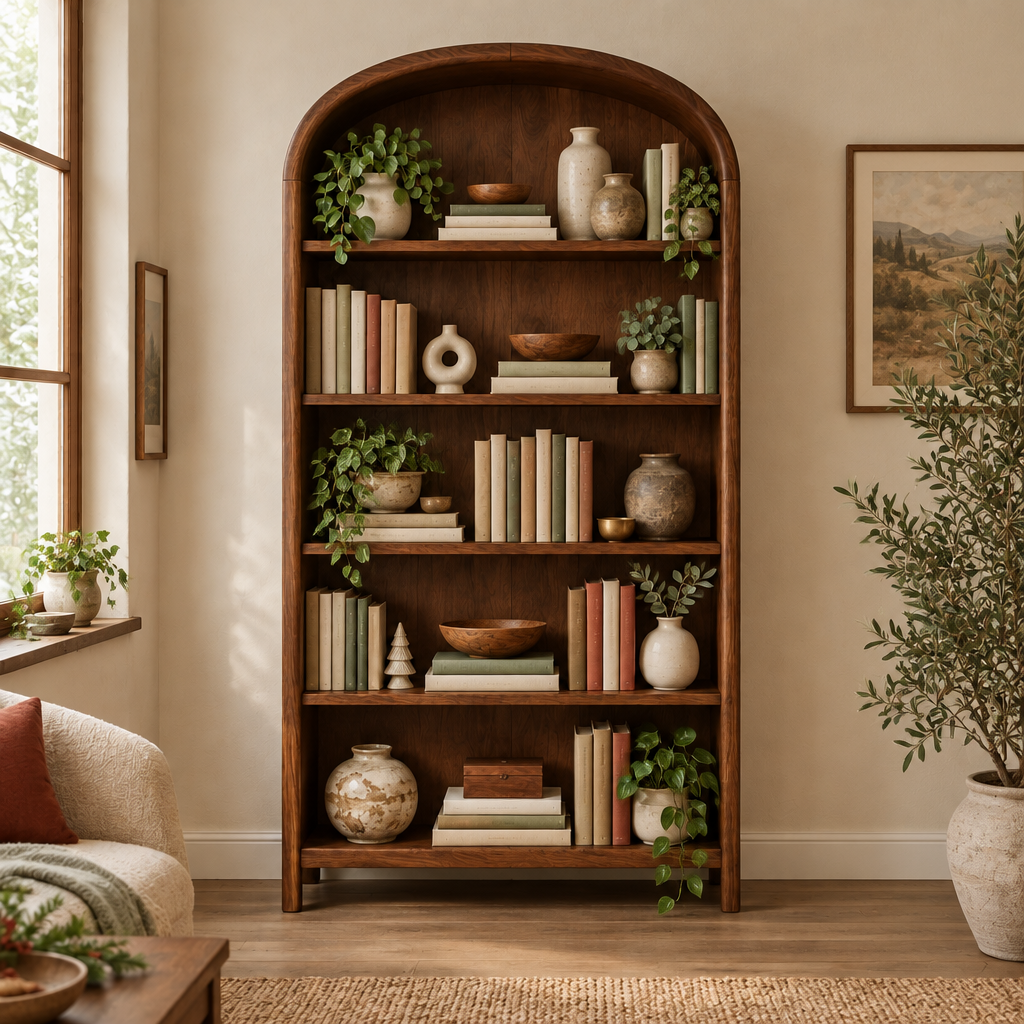 Sora Arched Bookcase in use