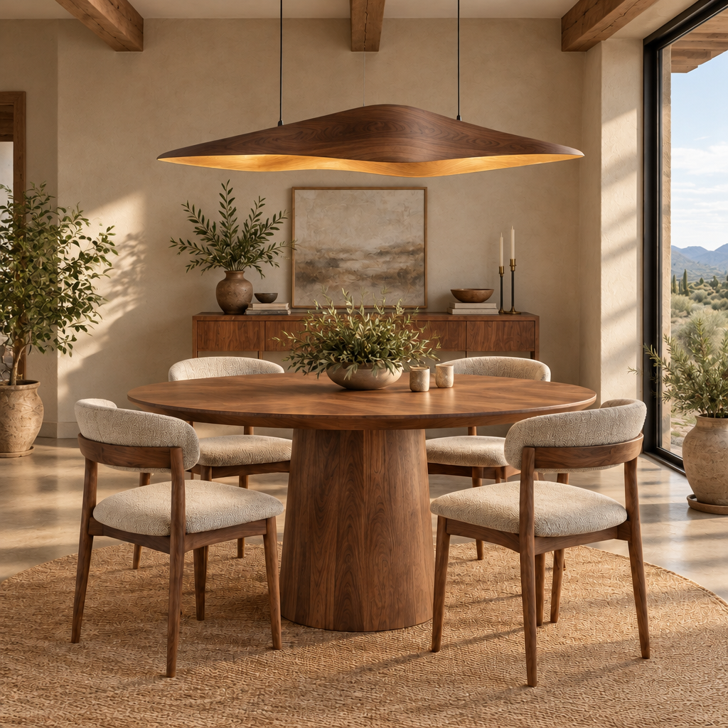 Mojave Sculpted Wave Pendant Light in a living room