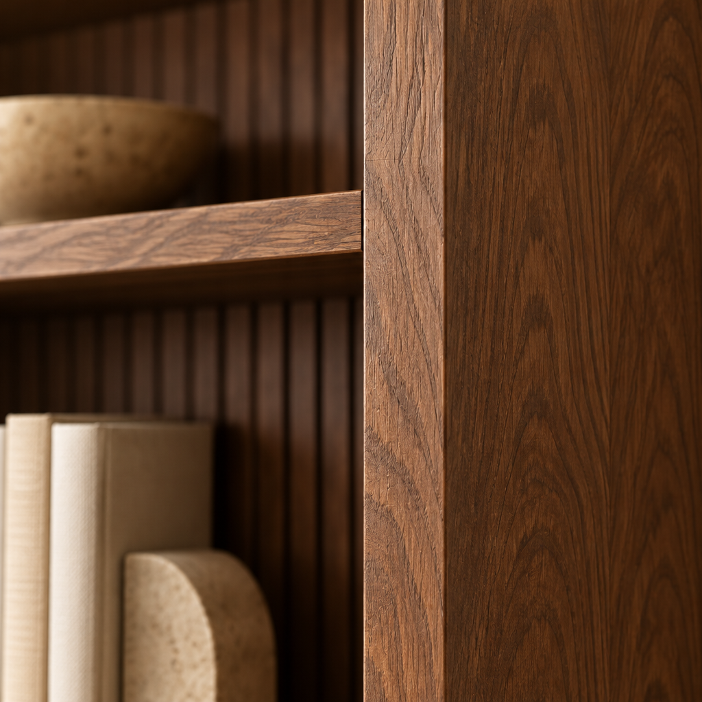 Halden Slatted Wall Bookcase wood grain and joinery close-up