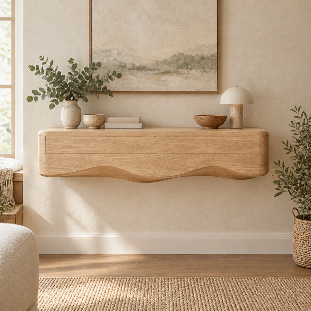 Mesa Floating Wall Console in Natural Oak finish