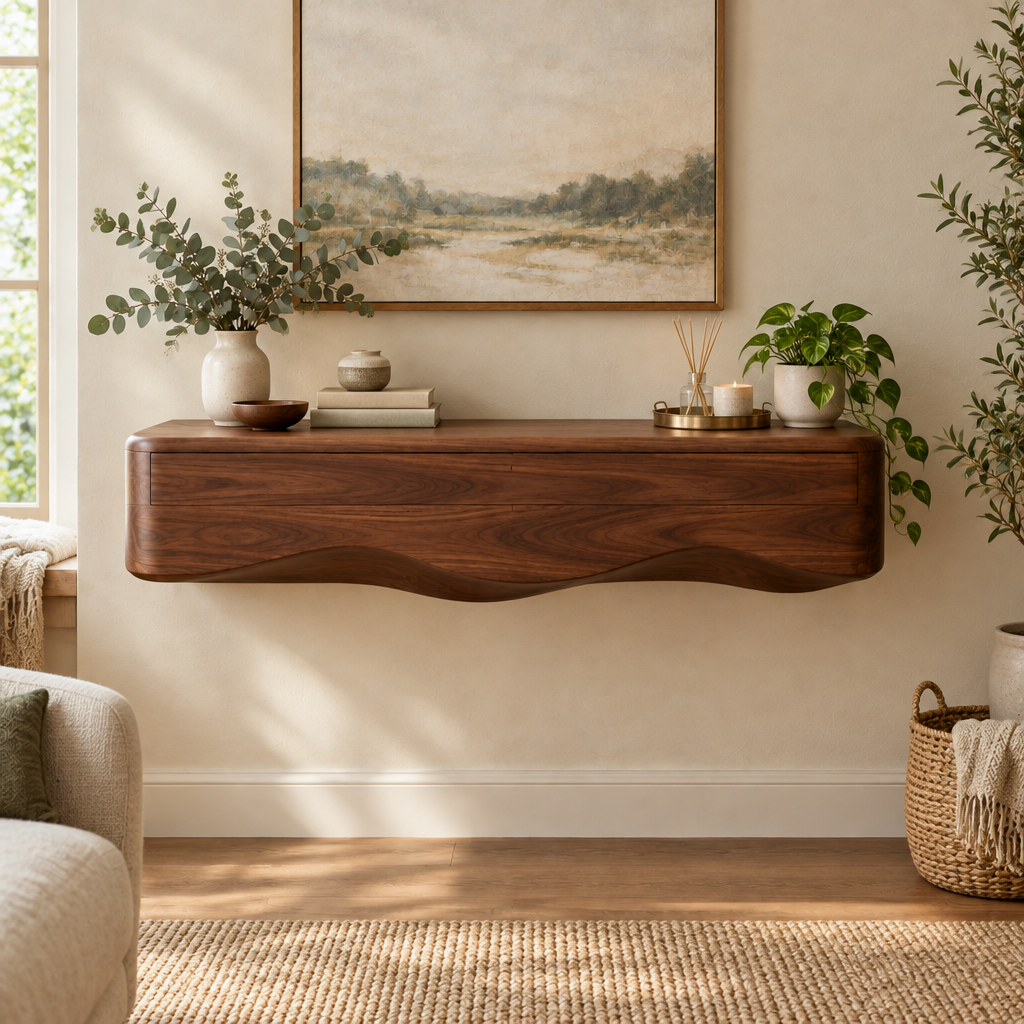 Mesa Floating Wall Console in a living room