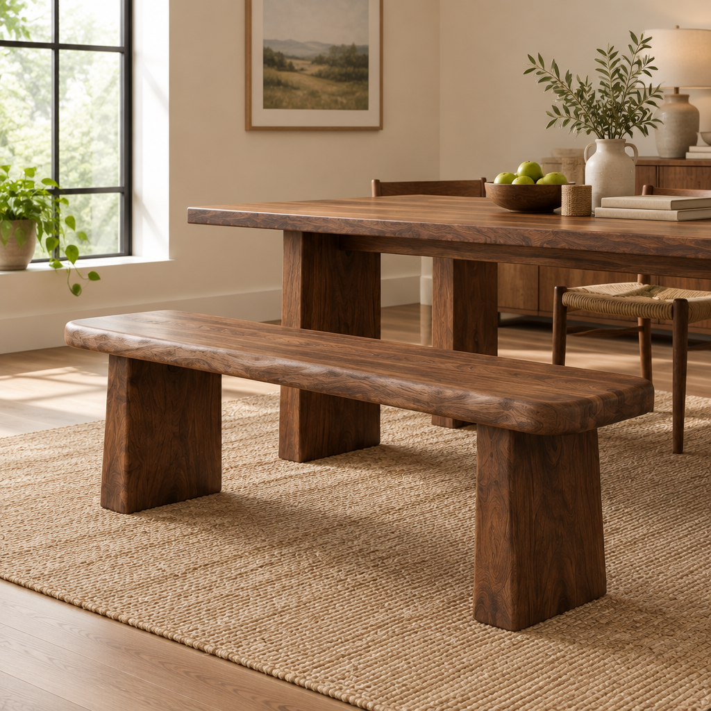 Mesa Carved Dining Bench side view