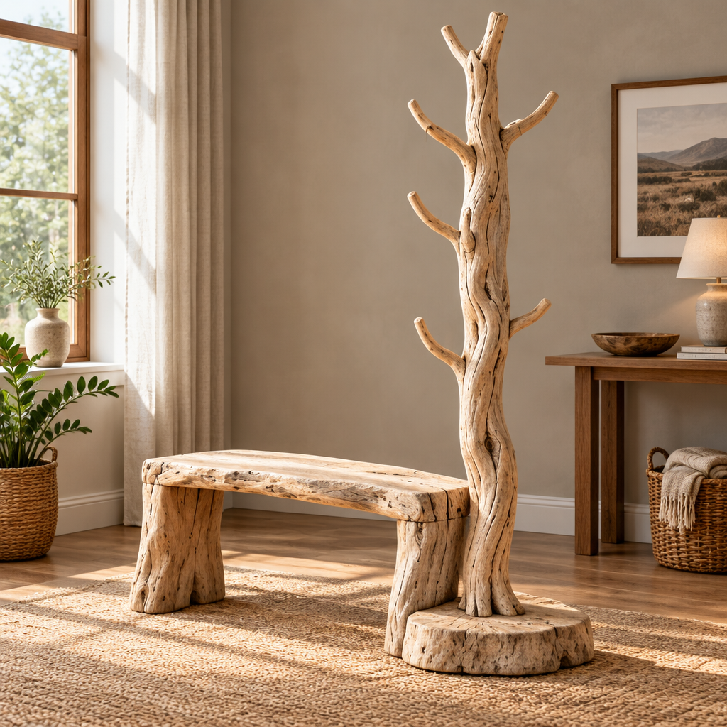 Tidewood Standing Driftwood Coat Tree side view