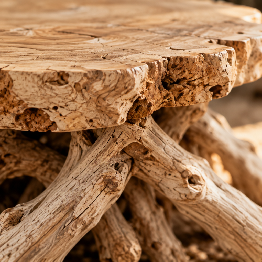 Tidewood Root Coffee Table wood grain and joinery close-up
