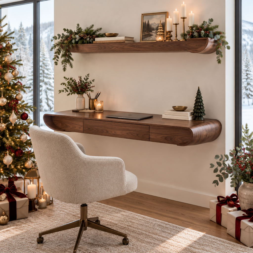 Atelier Floating Wall Desk in a Christmas home