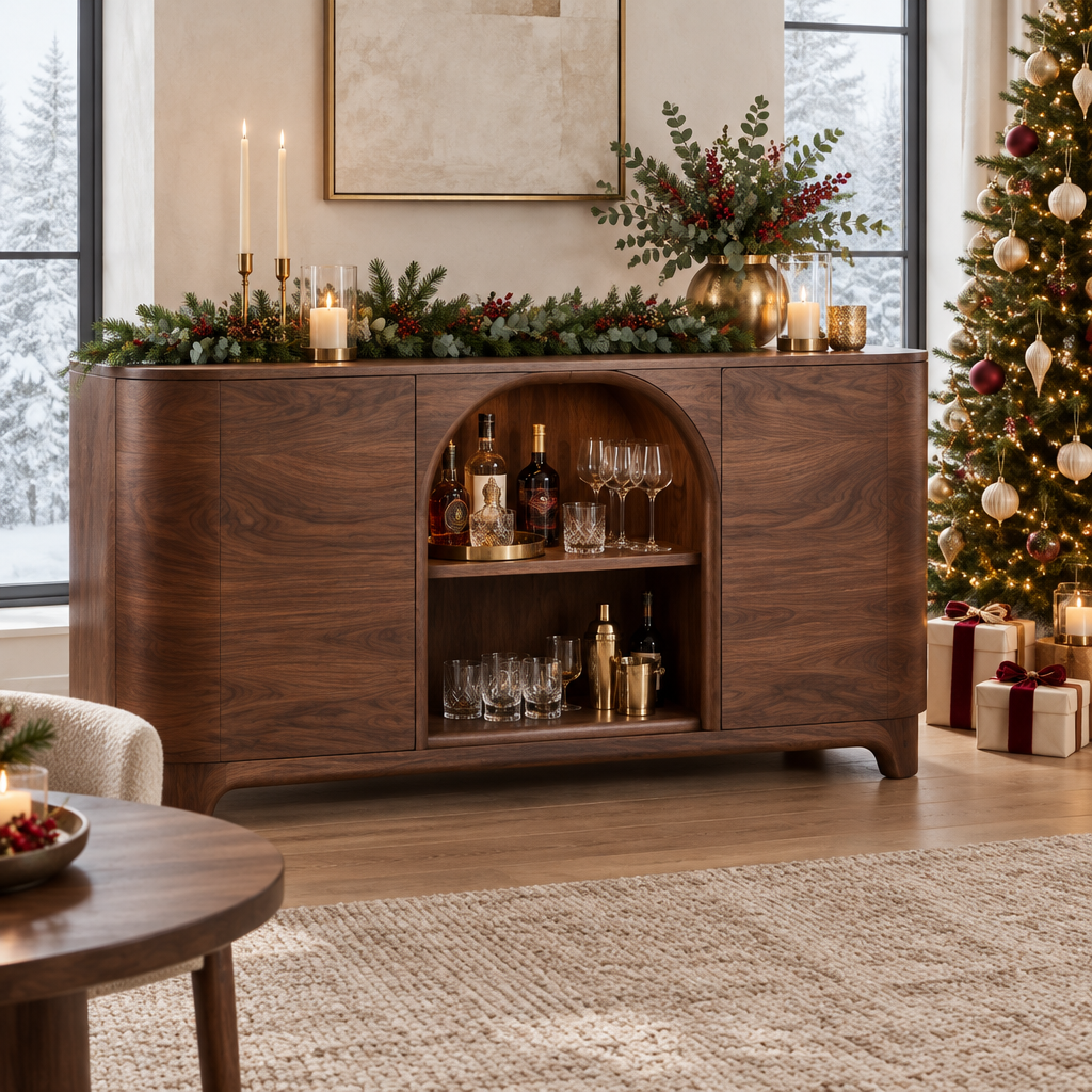 Atelier Arched Bar Sideboard in a Christmas home