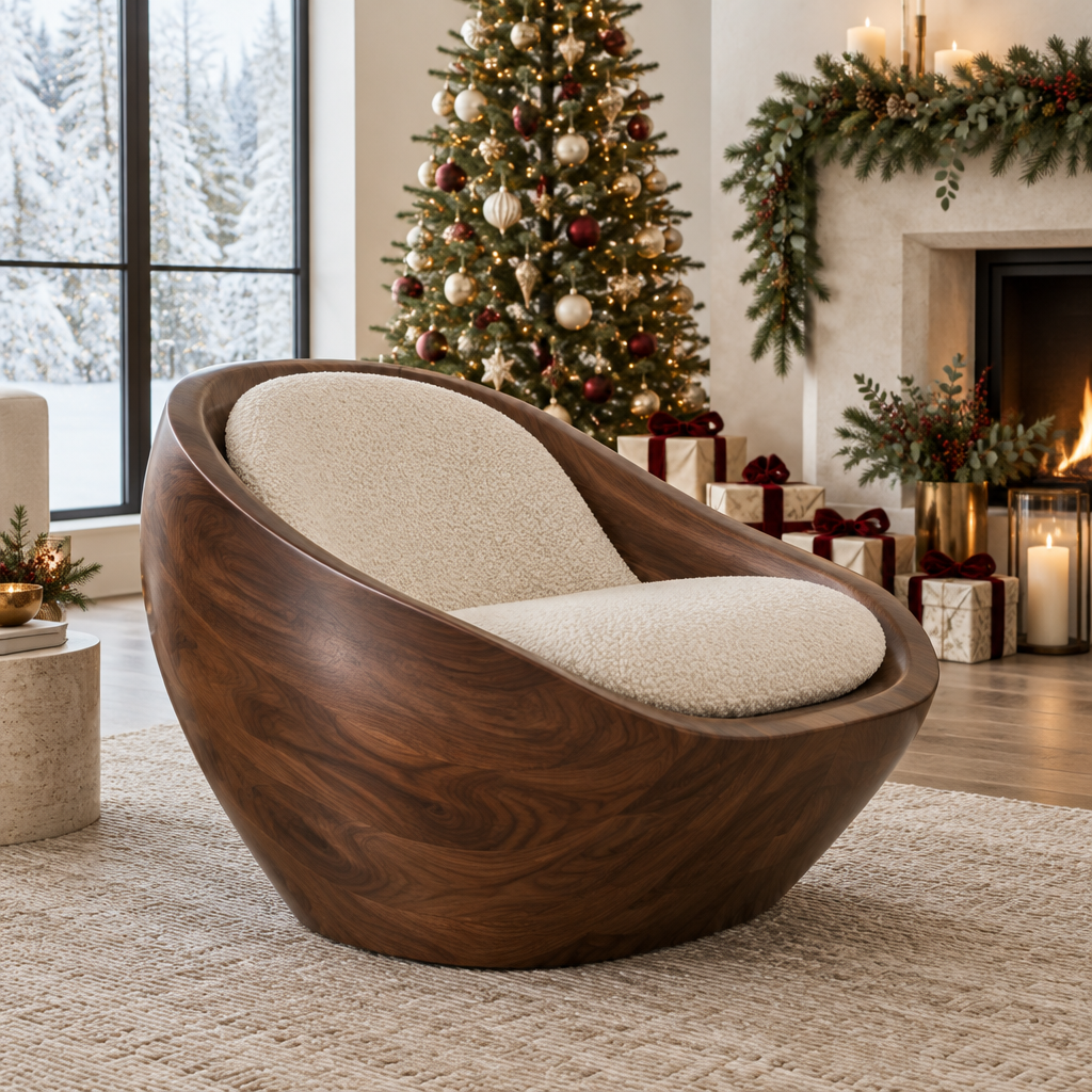 Atelier Shell Lounge Chair in a Christmas home